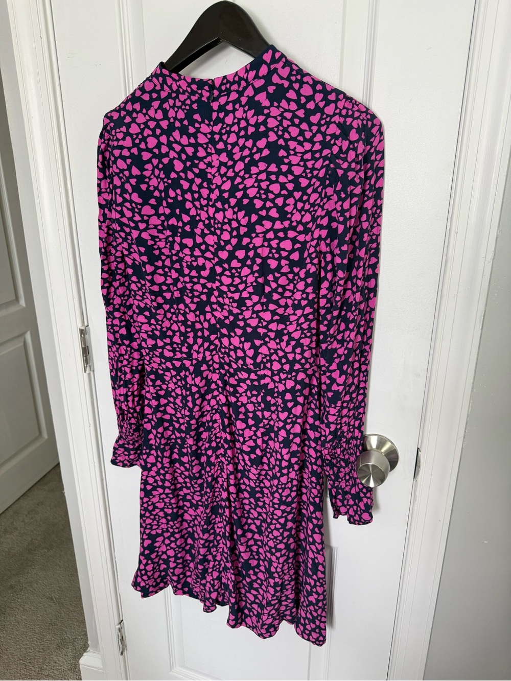 LOFT Navy Dress with Hot Pink Heart Print - Picture 7 of 8
